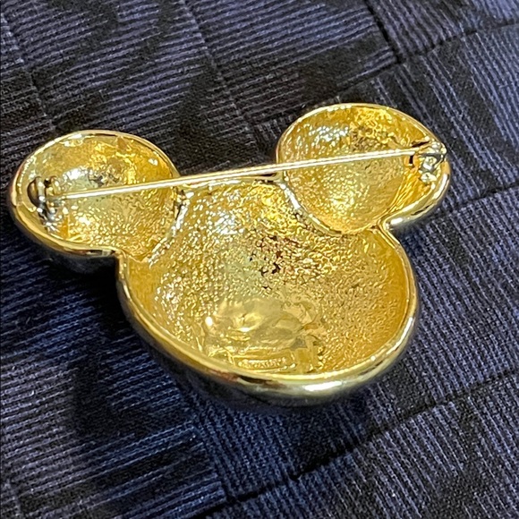 Gold Mickey Mouse Head Brooch - Picture 2 of 3